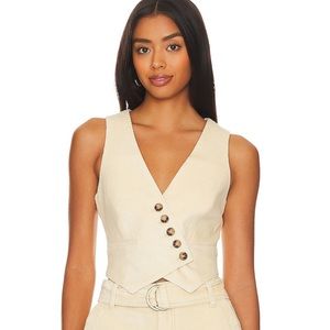 NWT MinkPink Thea Cord Waistcoat Vest with Buttons in Cream Size Small